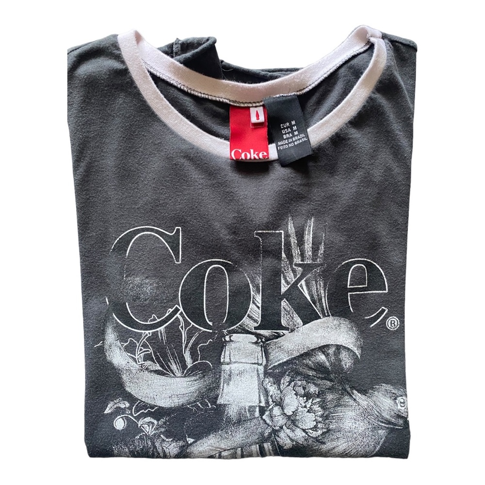 Distressed Always moving Forward Coke dark gray tee shirt